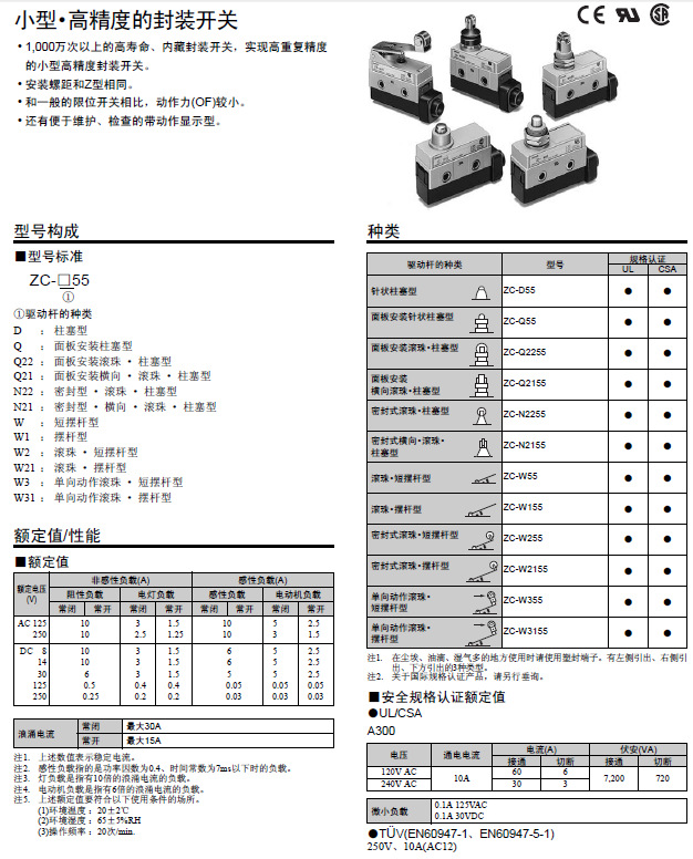 ZC-Q2255歐姆龍限位開關(guān)